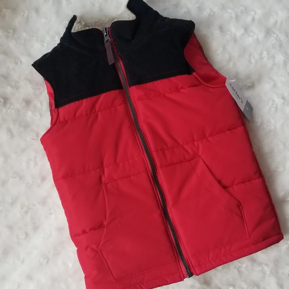 NEW Carter's boys' colorblock corduroy vest size 4